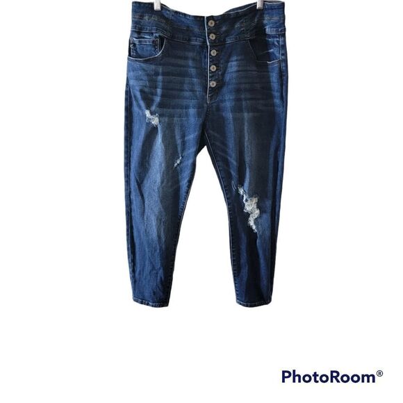 KanCan Distressed Ankle Jeans with Button Fly. Size 32. - Picture 1 of 6